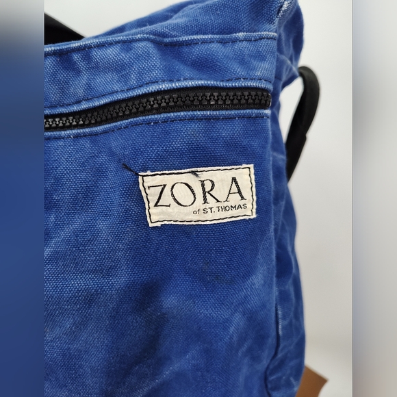 Zora of St Thomas Blue Canvas Large Duffle Bag - Picture 2 of 7